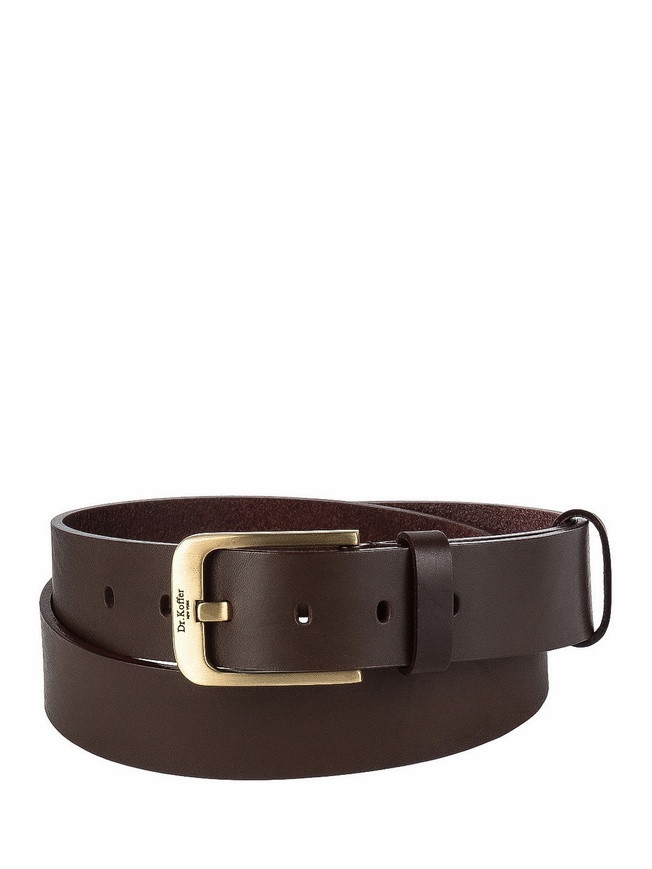 Широкий мужской ремень для джинс из плотной коричневой кожи с винтажной пряжкой