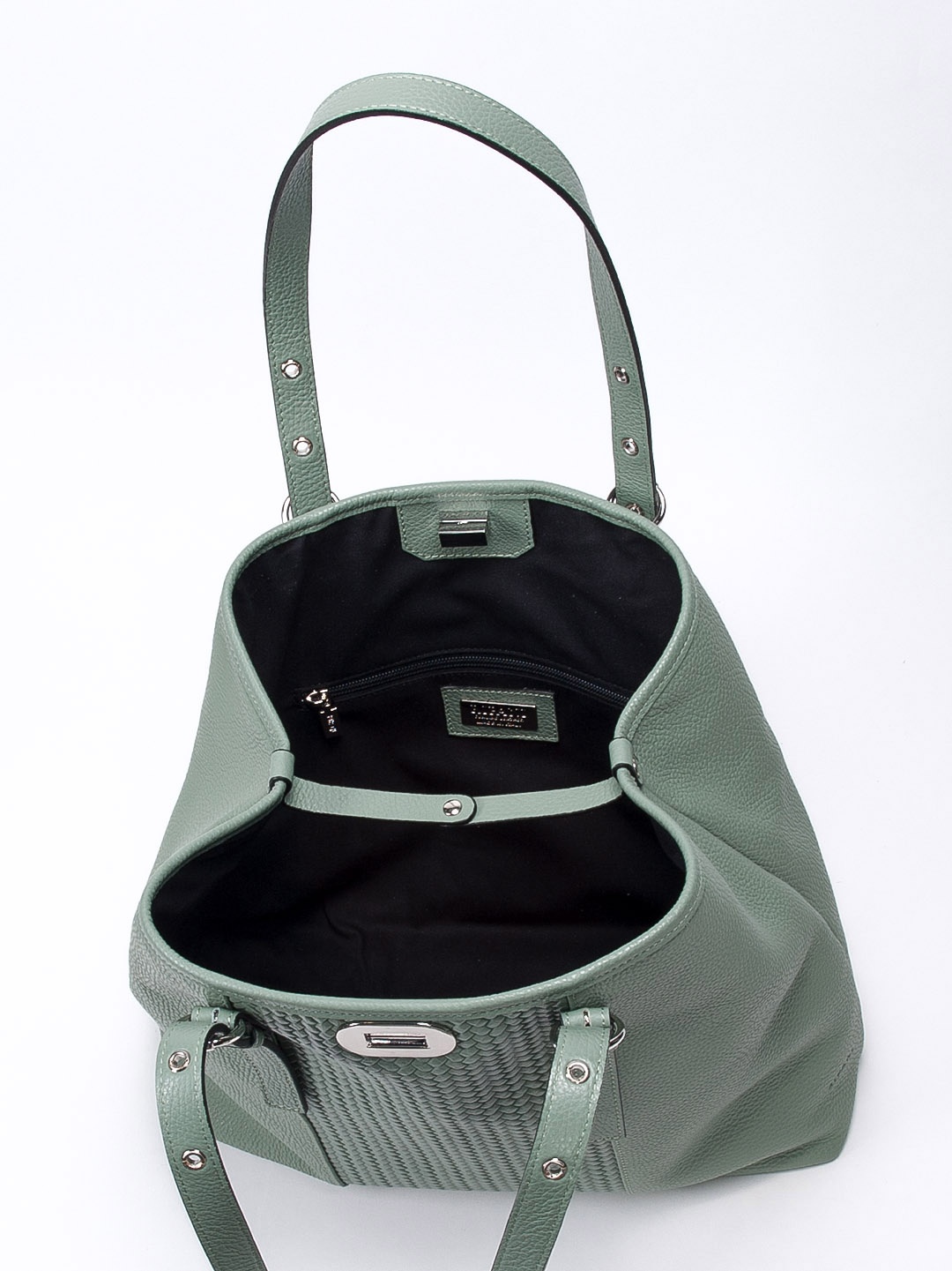 Фото Женская сумка-шоппер из мягкой кожи с плетением из коллекции 