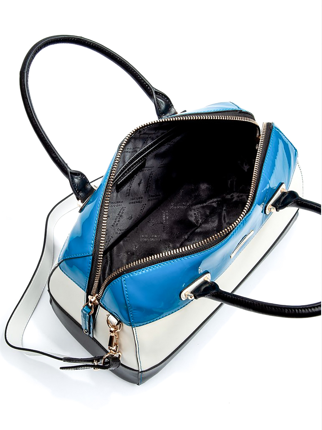 Фото Экстравагантная женская сумка-боулер из натуральной матовой и лаковой кожи Классические сумки