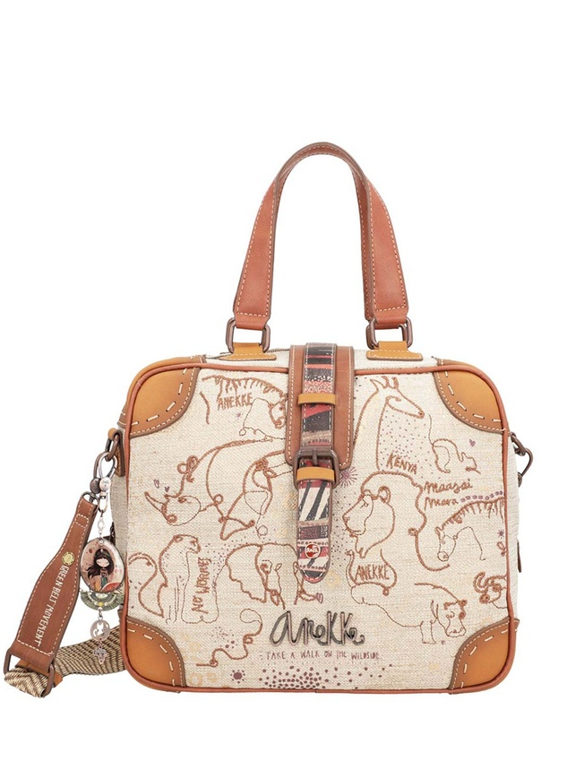 Вместительная сумка из эко-кожи с необычным Кенийским принтом