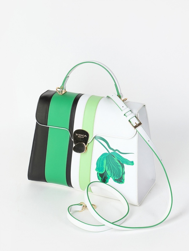 Женская сумка-сэтчел из гладкой кожи с цветочным принтом коллекции 