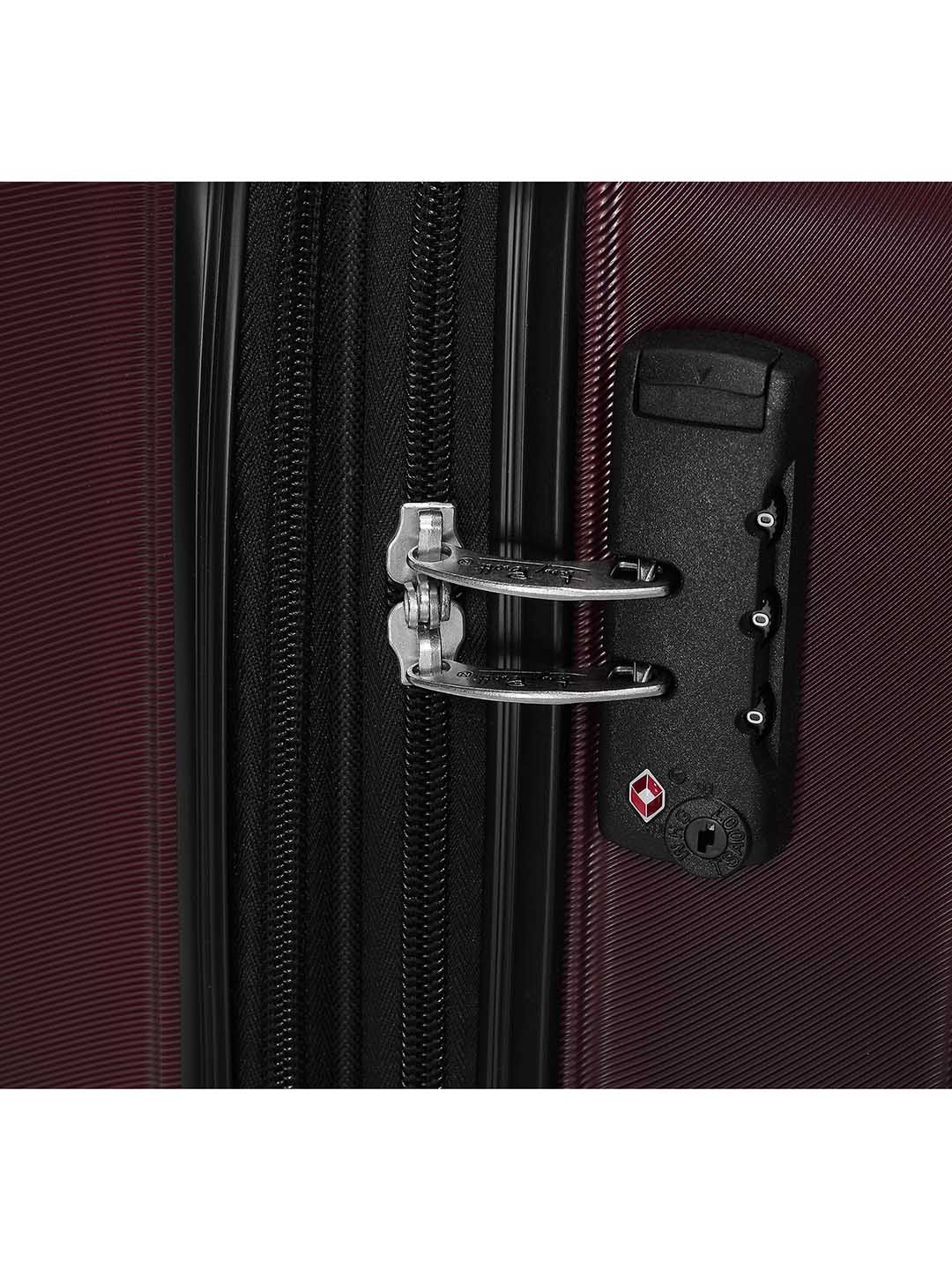 Фото Средний чемодан на колесах из рифленого ABS пластика бордового цвета Чемоданы