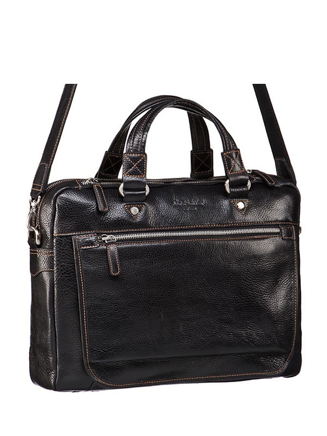 Мужская деловая сумка из натуральной кожи со съемным плечевым ремнем