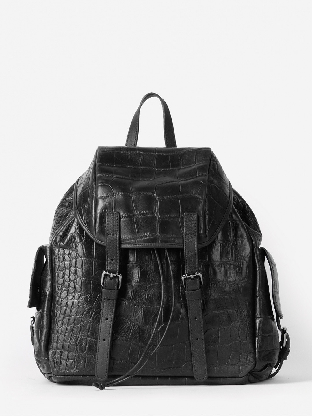 Изображение Мужской кожаный рюкзак черного цвета Bruno Rossi 165 R G cocco nero Фото Мужской кожаный рюкзак черного цвета Рюкзаки