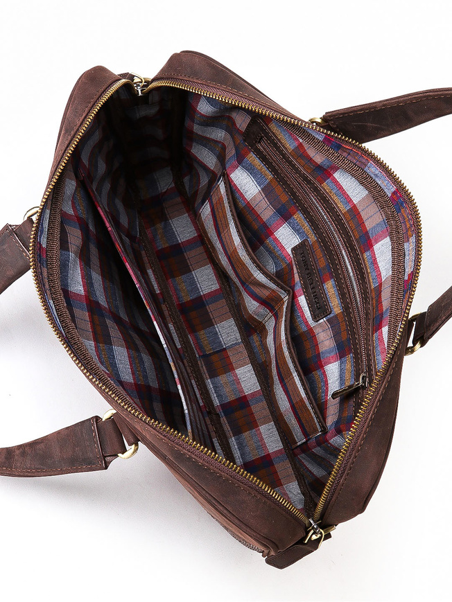 Сумка для документов из натурального нубука темно-коричневого цвета