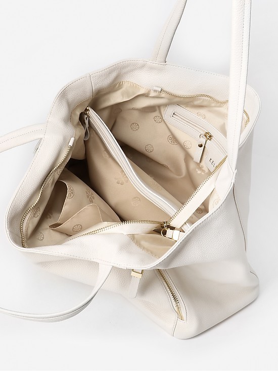 Изображение Женская сумка шоппер бежевого цвета Kellen 1185 kid beige Фото Женская сумка шоппер бежевого цвета Классические сумки
