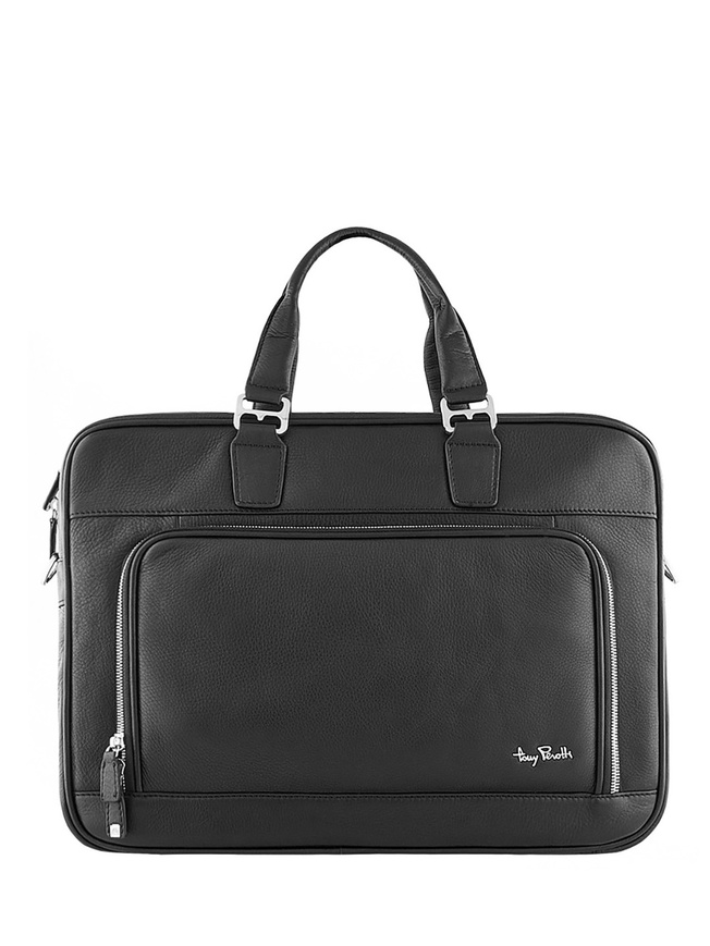 Мужская сумка для документов из мягкой черной кожи 