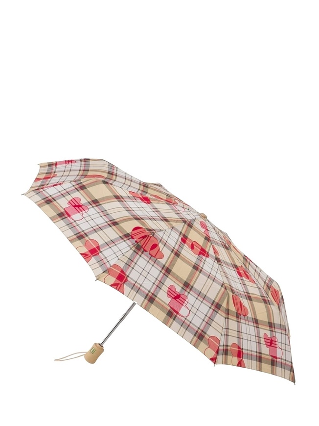 Женский зонт-автомат бежевая клетка 