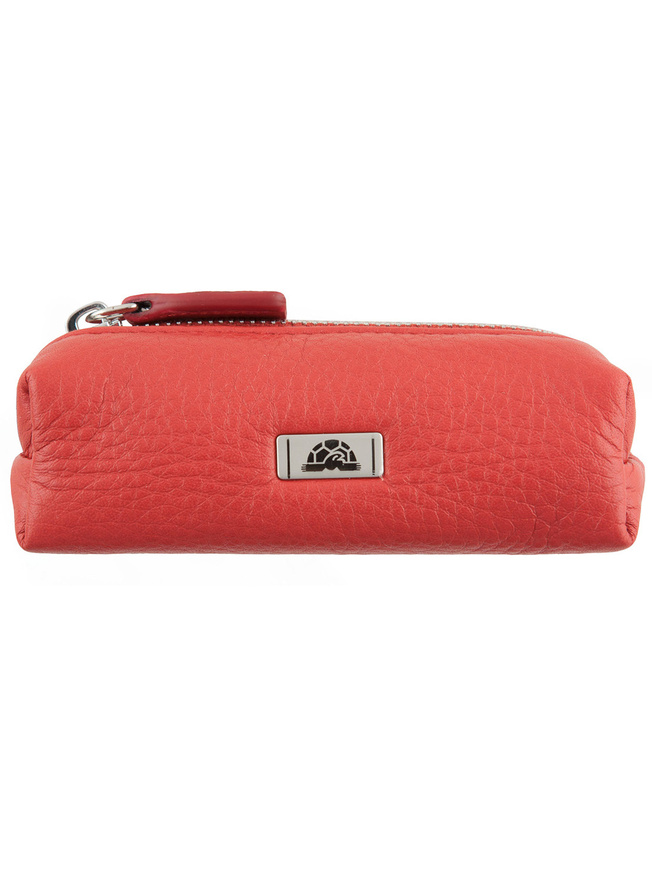 Красная кожаная ключница с одним кольцом и карабином