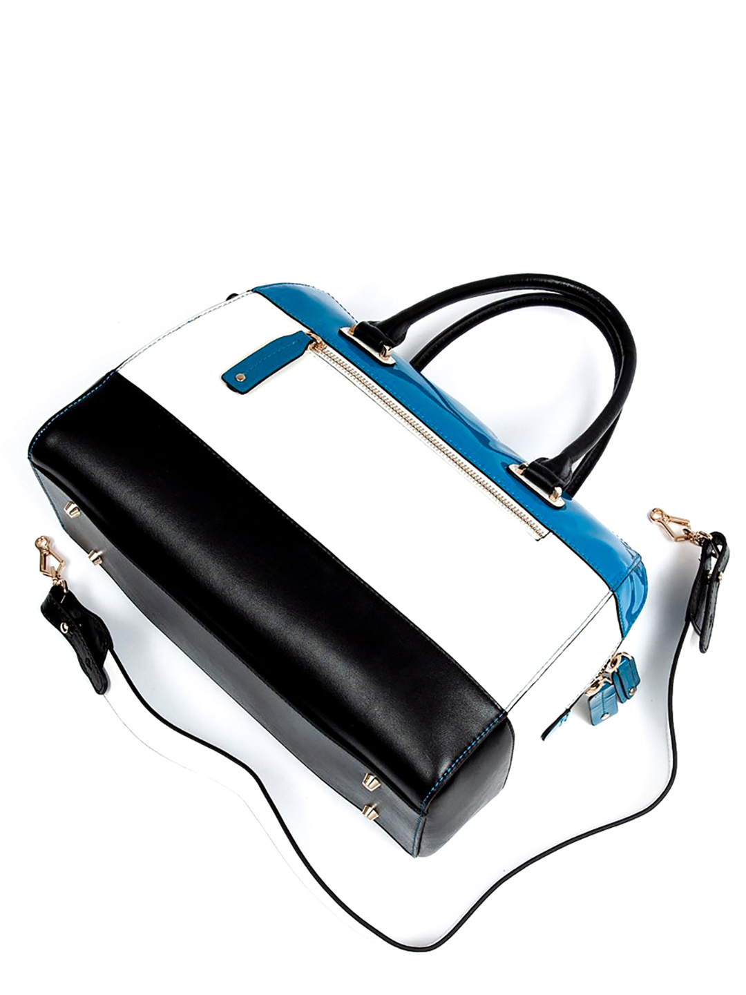 Фото Экстравагантная женская сумка-боулер из натуральной матовой и лаковой кожи Классические сумки