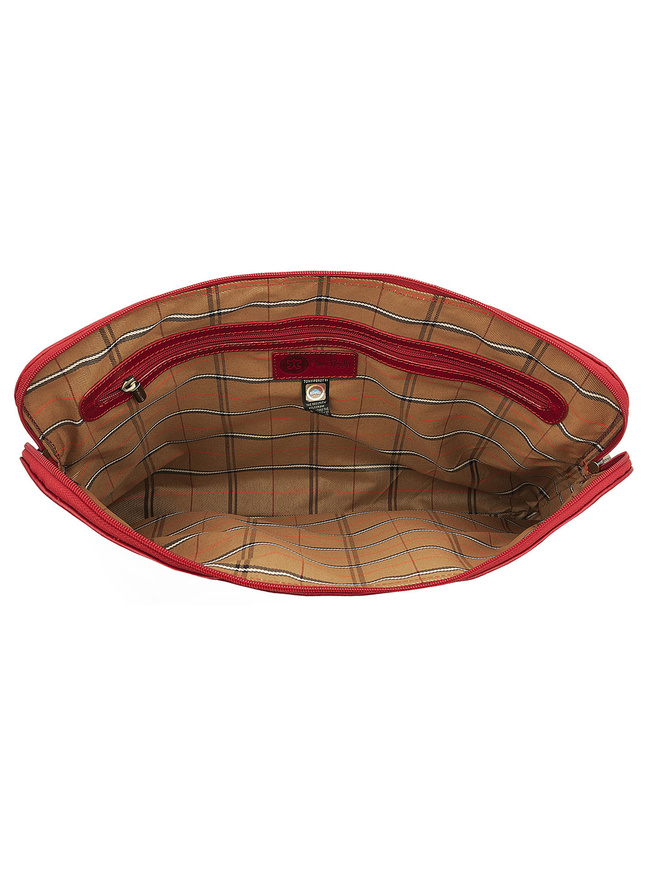 Компактная кожаная сумка формата А4 красного цвета