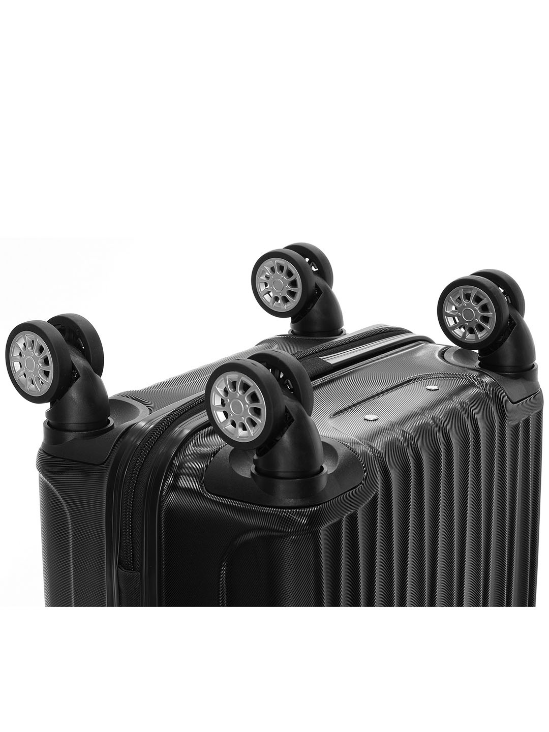 Фото Большой чемодан на колесах из рифленого ABS пластика черного цвета Чемоданы