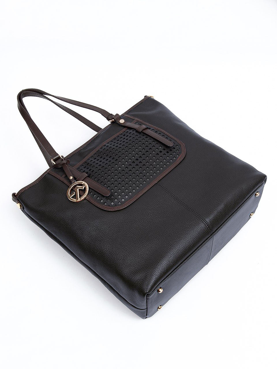 Фото Вертикальная сумка-тоут из плотной кожи черного цвета Классические сумки