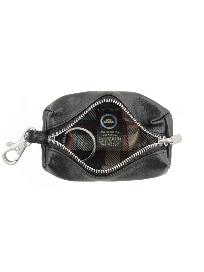 Черная кожаная ключница с одним кольцом внутри