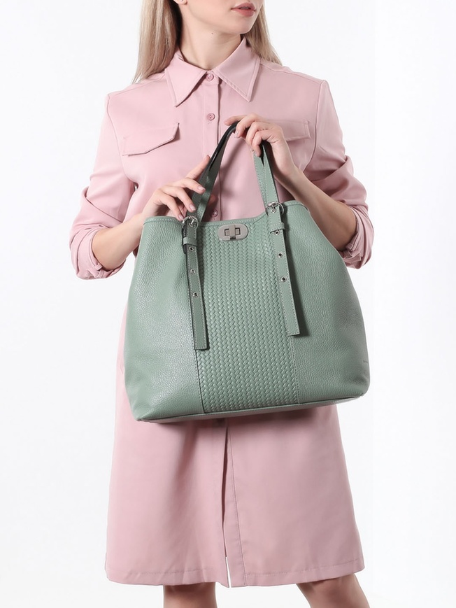 Женская сумка-шоппер из мягкой кожи с плетением из коллекции 