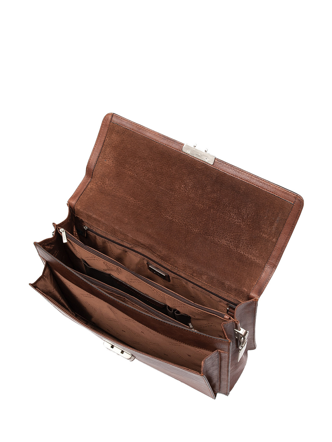 Фото Мужской деловой портфель из матовой кожи светло-коричневой с эффектом старения Портфели
