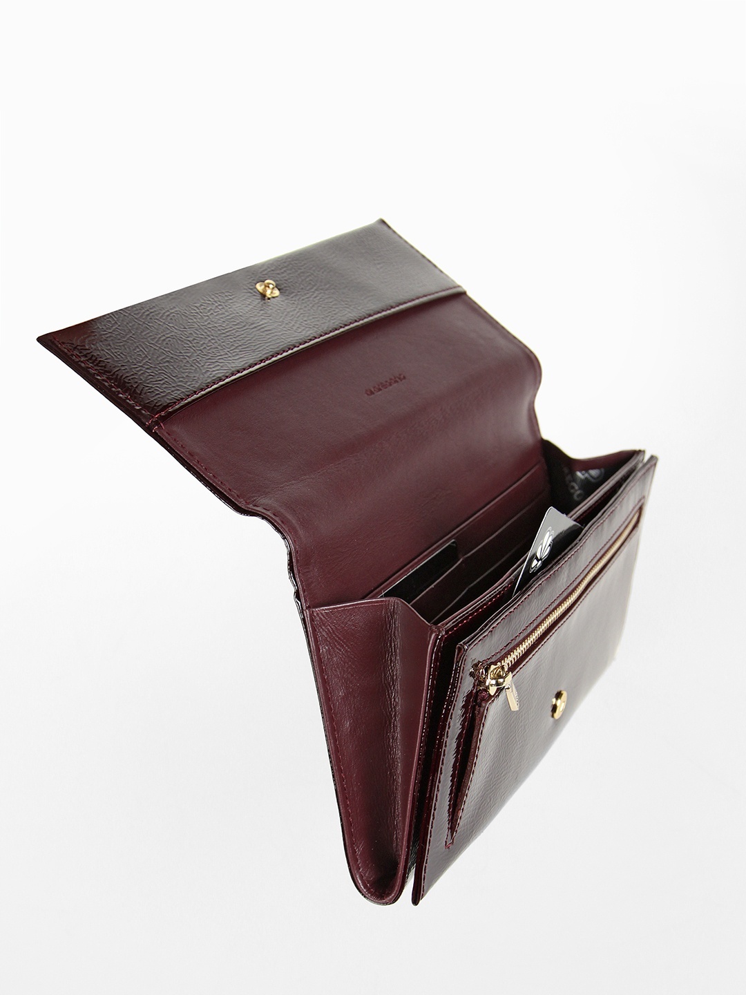 Фото Женский кошелек из лаковой кожи темно-коричневого цвета Кошельки
