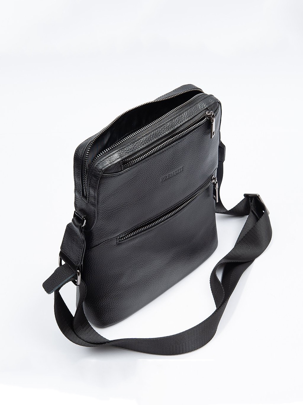 Фото Мужская кожаная сумка через плечо черного цвета Сумки через плечо
