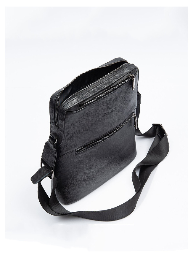 Мужская кожаная сумка через плечо черного цвета