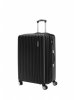 Большой чемодан на колесах из рифленого ABS пластика черного цвета