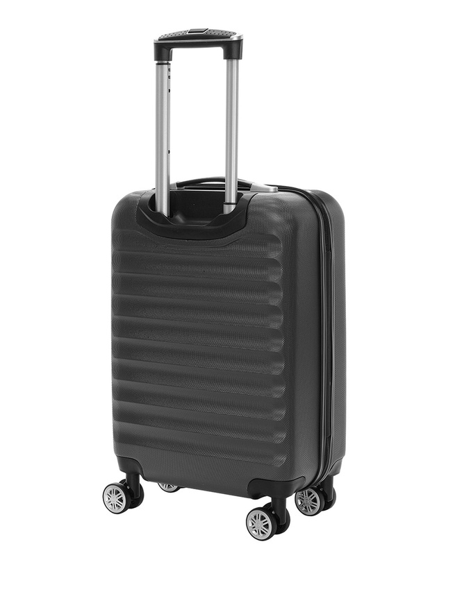 Маленький чемодан на колесах из рифленого ABS пластика серого цвета