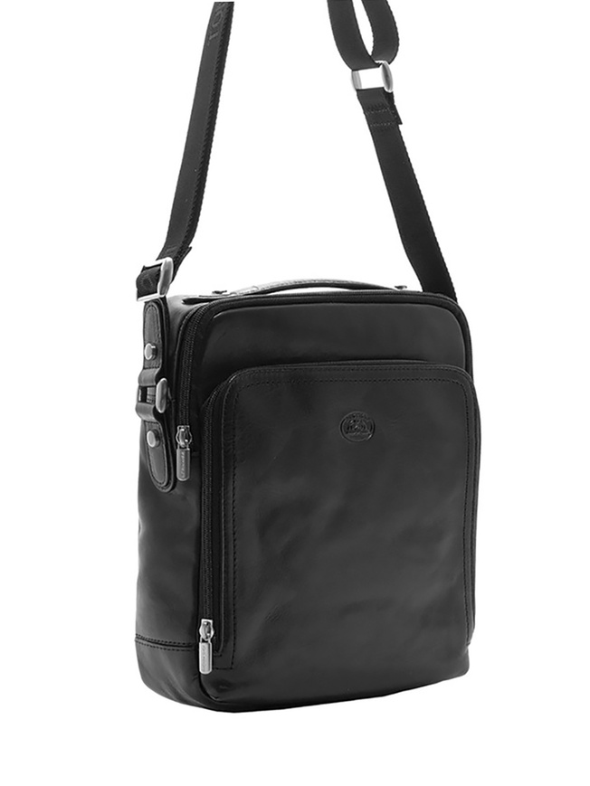 Вместительная мужская сумка через плечо из натуральной кожи 