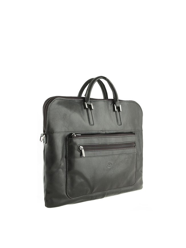 Компактная кожаная сумка формата А4 черного цвета