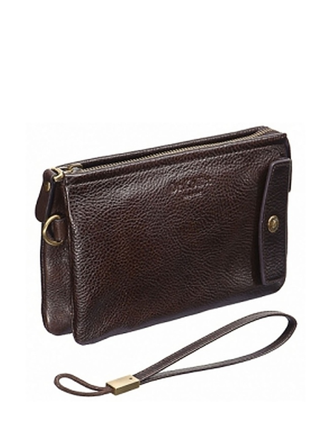 Мужская сумка-визитка из темно-коричневой кожи 