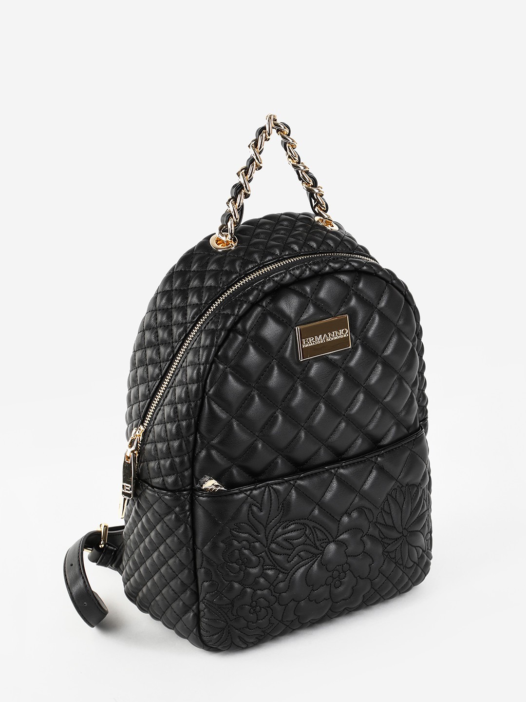 Изображение Женский рюкзак небольшого размера из экокожи Ermanno Scervino 12400963 black Фото Женский рюкзак небольшого размера из экокожи Рюкзаки