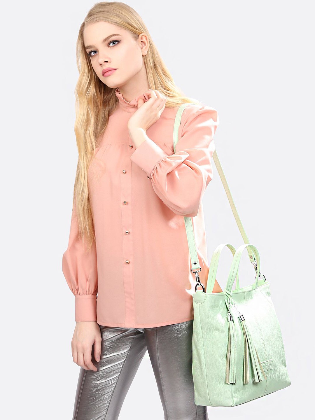 Изображение Женская сумка мягкой формы Deboro 3076 mint green Фото Женская сумка мягкой формы Классические сумки