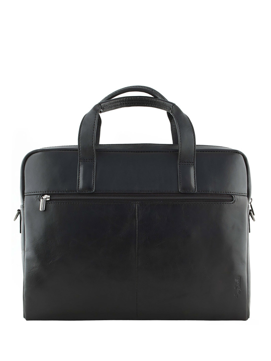 Фото Мужская бизнес-сумка из плотной натуральной кожи черного цвета Деловые сумки (А4)