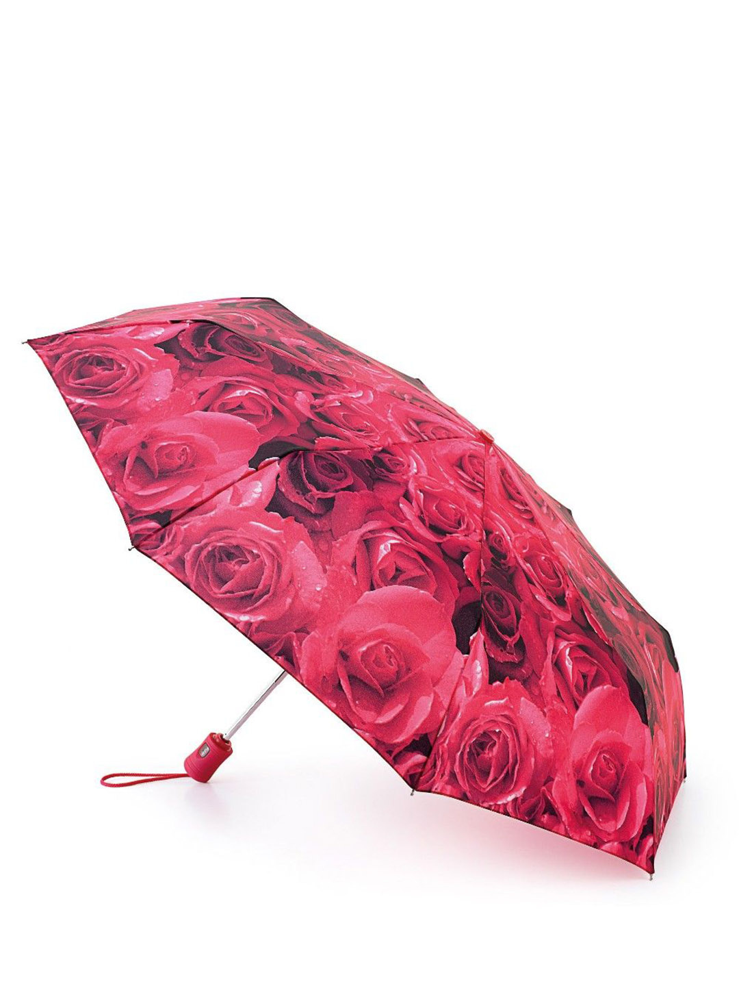 Фото Яркий женский зонт-автомат с принтом алых роз 