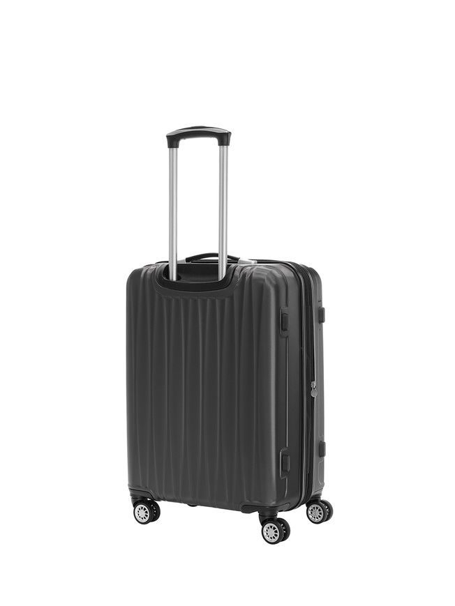 Средний чемодан на колесах из рифленого ABS пластика серого цвета