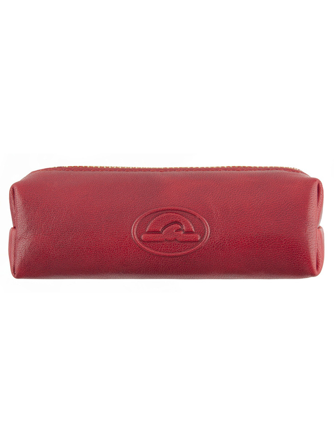 Красная кожаная ключница с одним кольцом внутри