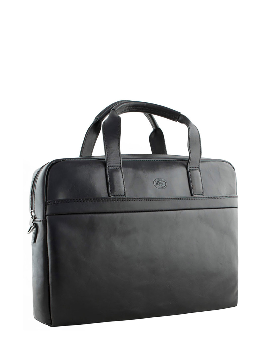Фото Мужская бизнес-сумка из плотной натуральной кожи черного цвета Деловые сумки (А4)