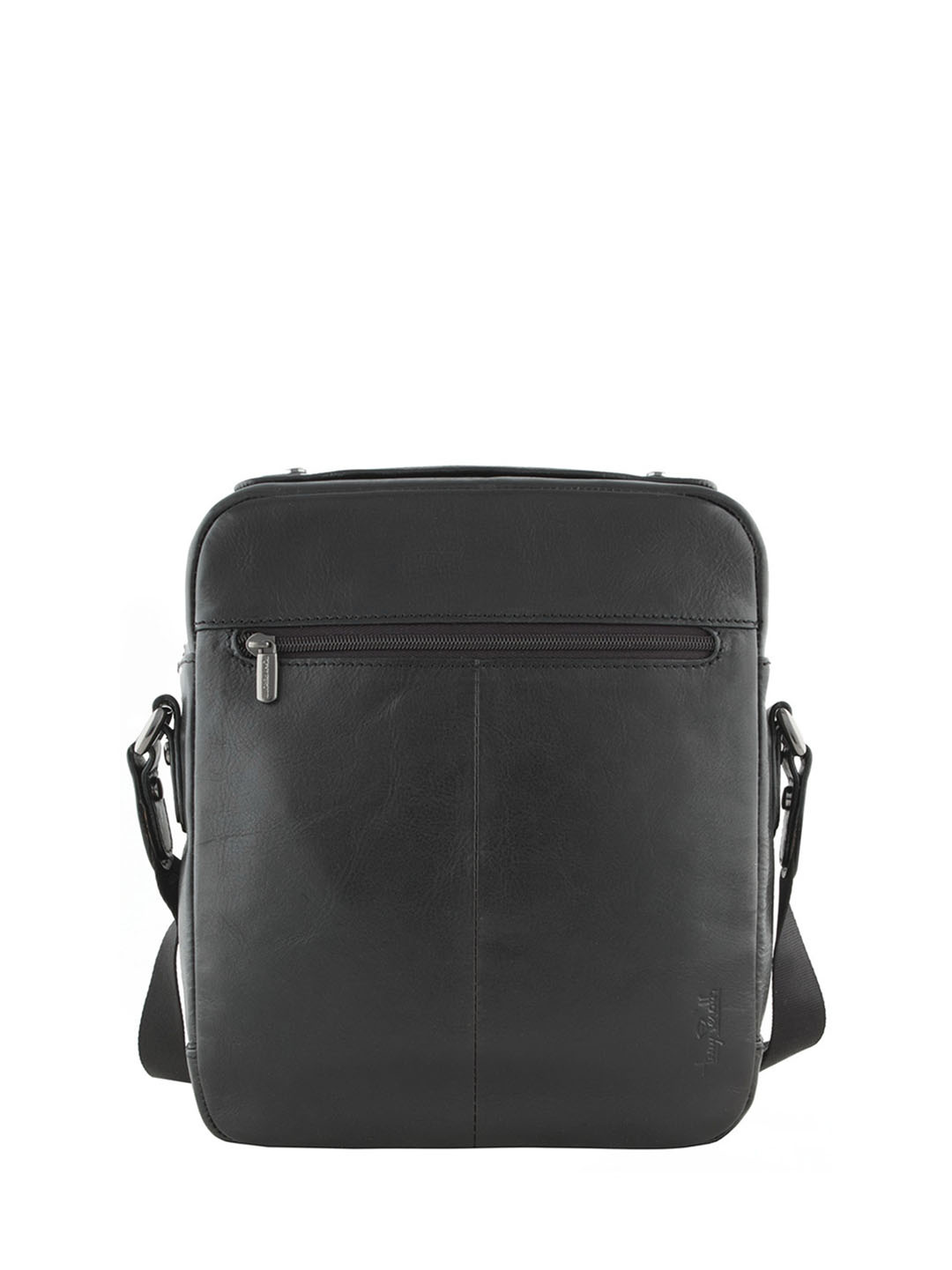 Фото Вместительная сумка через плечо из черной кожи 
