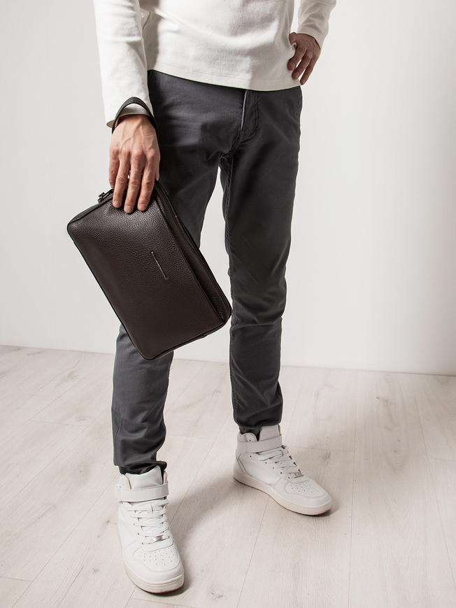 Мужская сумка клатч из натуральной кожи коричневого цвета