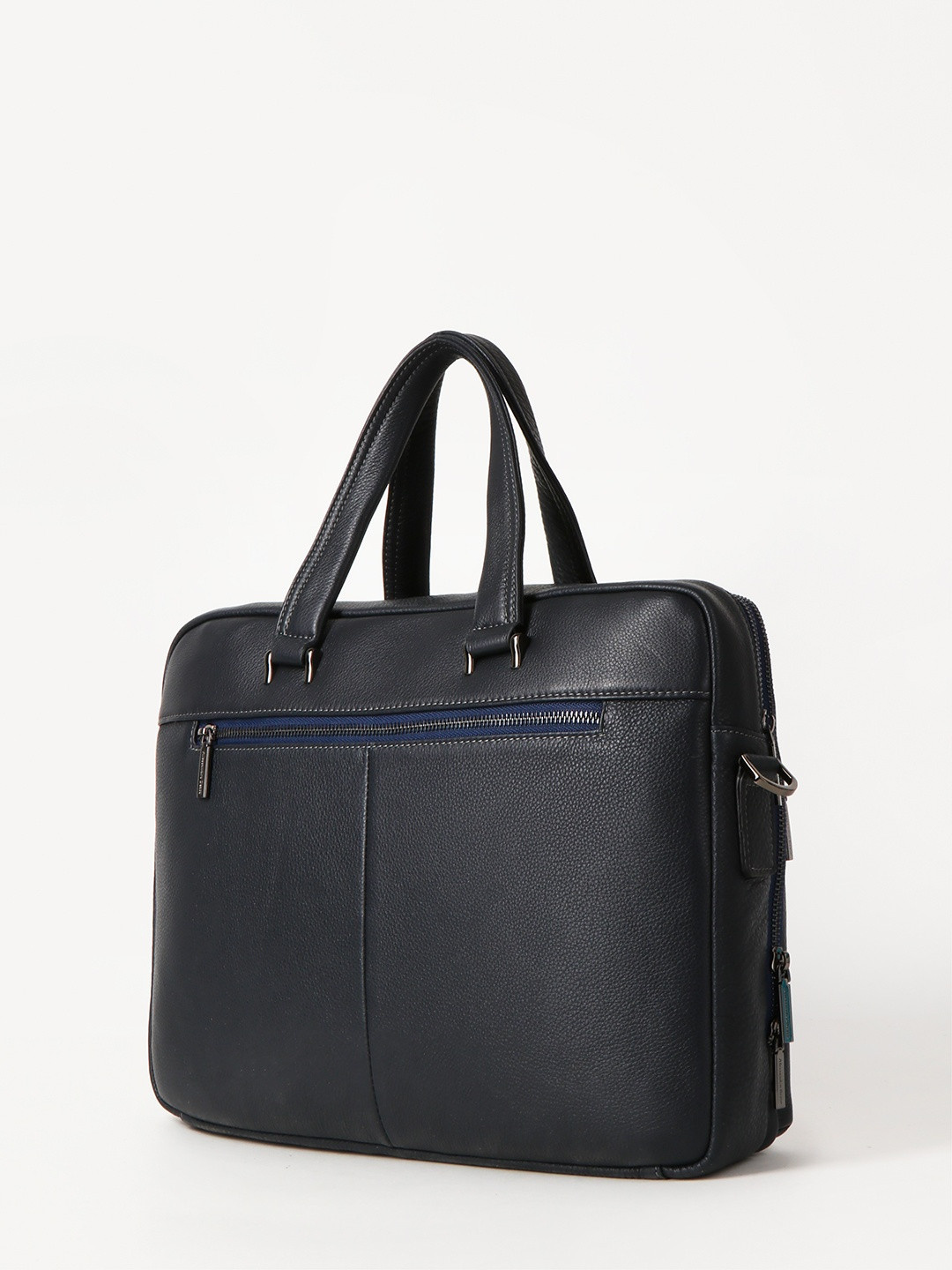 Фото Бизнес-сумка формата А4 из натуральной кожи синего цвета Деловые сумки (А4)