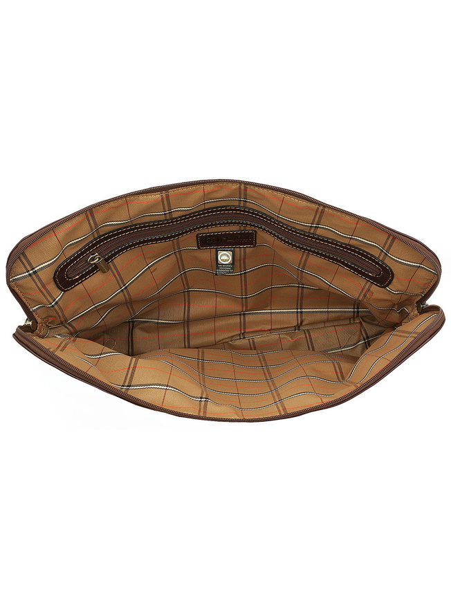 Компактная кожаная сумка формата А4 коричневого цвета