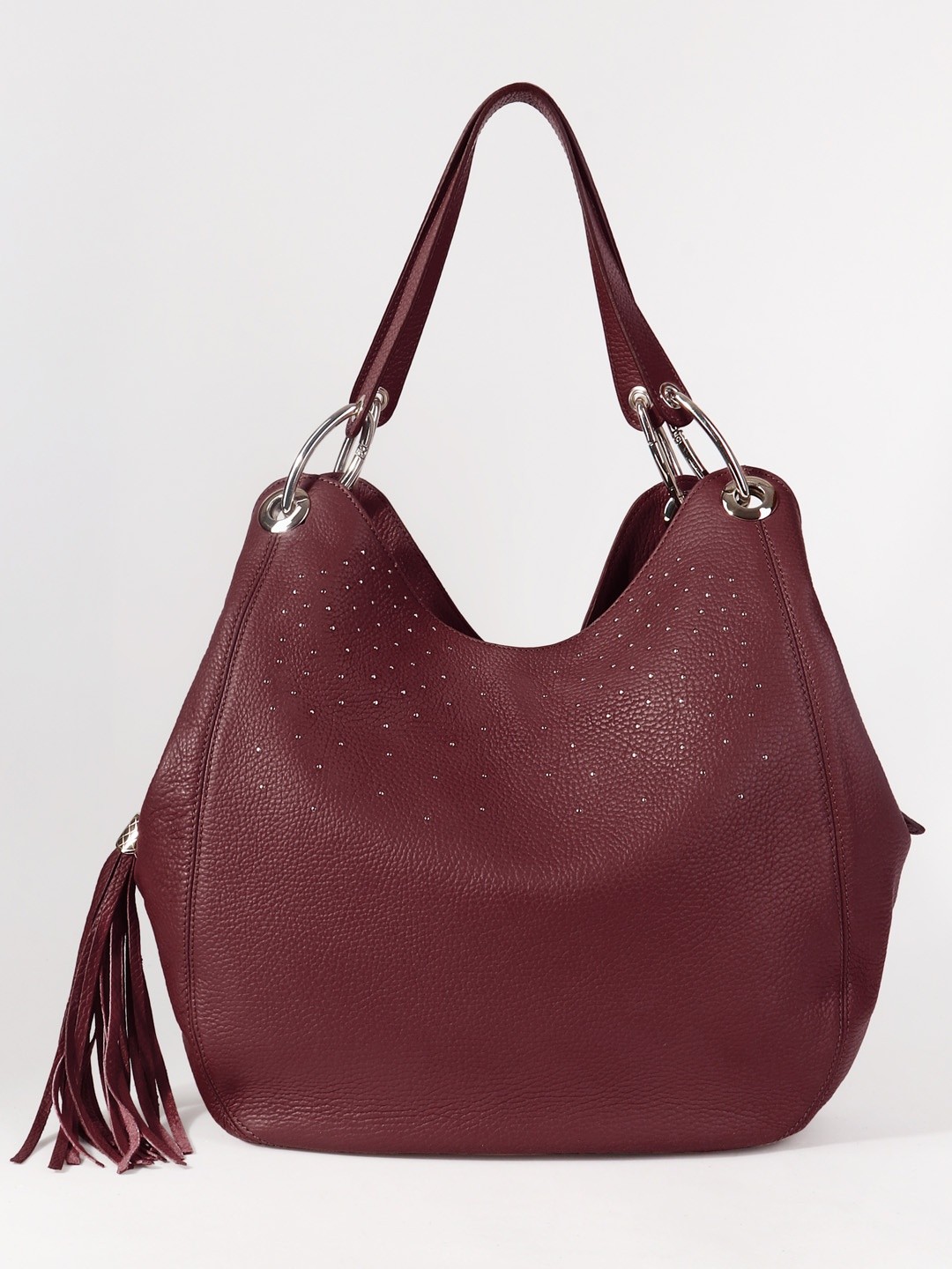 Изображение Женская сумка-хобо из плотной кожи Kellen 1012 dollaro bordo Фото Женская сумка-хобо из плотной кожи Классические сумки