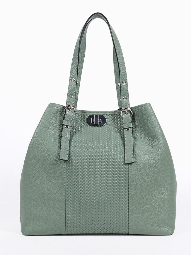 Женская сумка-шоппер из мягкой кожи с плетением из коллекции 