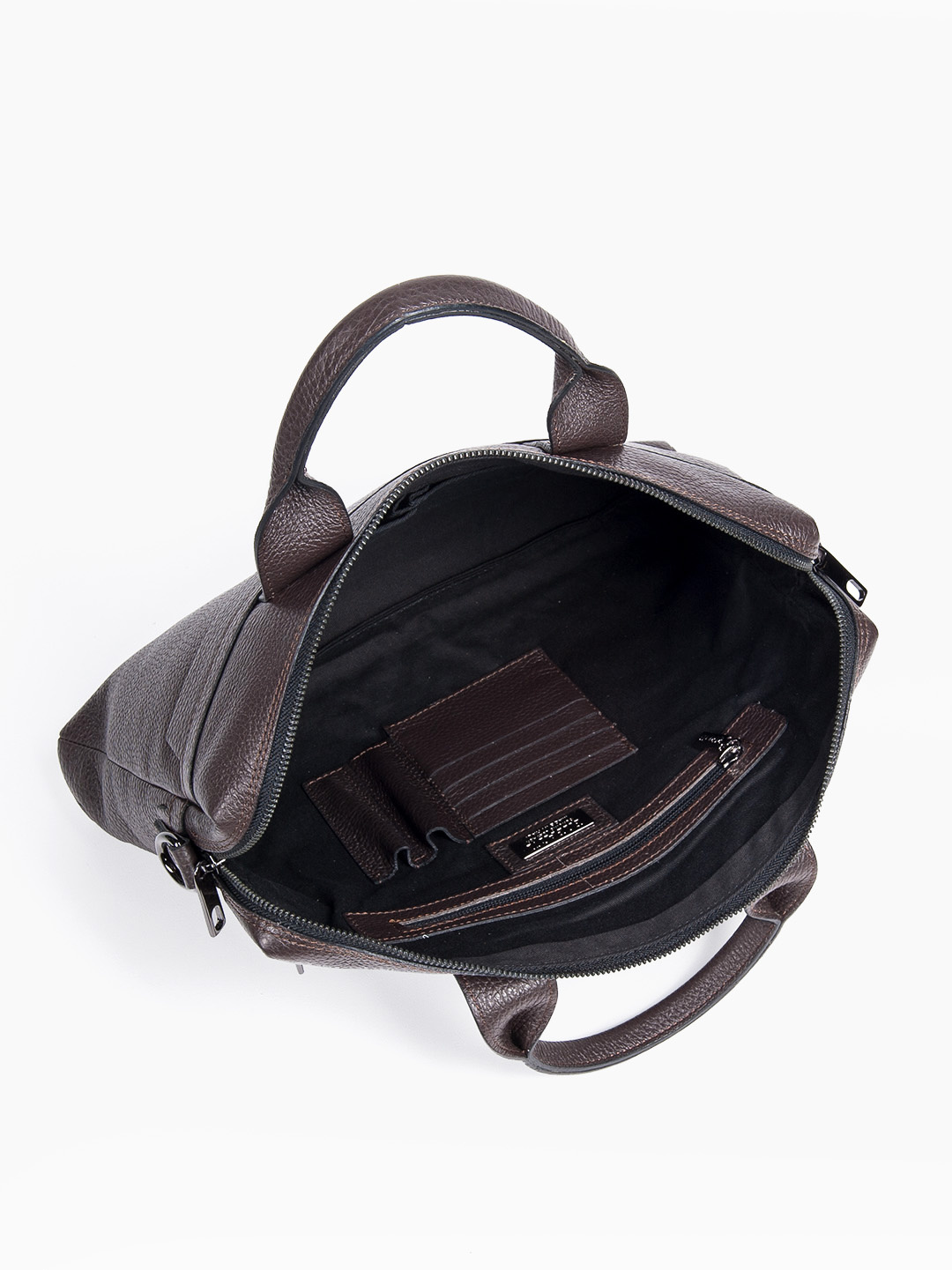 Фото Деловая сумка из зернистой кожи коричневого цвета Деловые сумки (А4)
