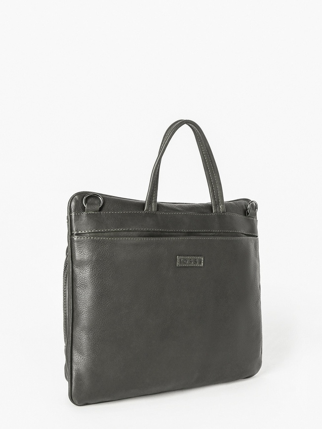 Мужская сумка для документов из мягкой кожи серого оттенка