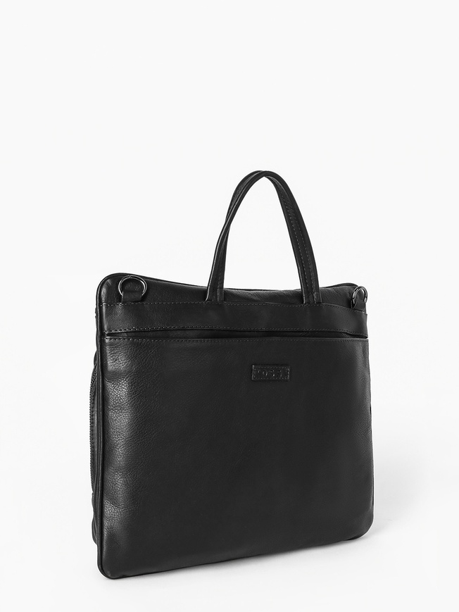 Мужская сумка для документов из мягкой кожи черного цвета