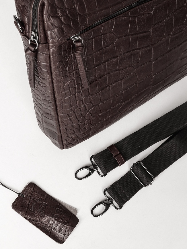Стильная мужская сумка для документов из кожи под крокодила