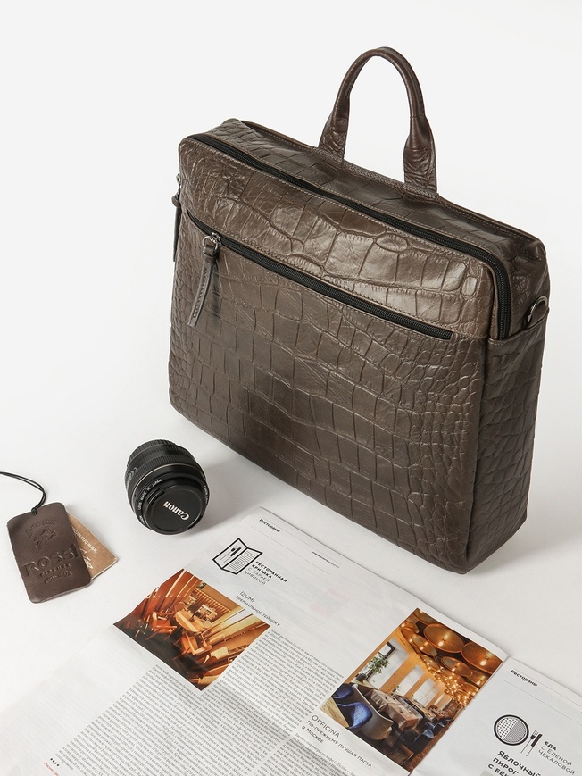 Стильная мужская сумка для документов из кожи под крокодила
