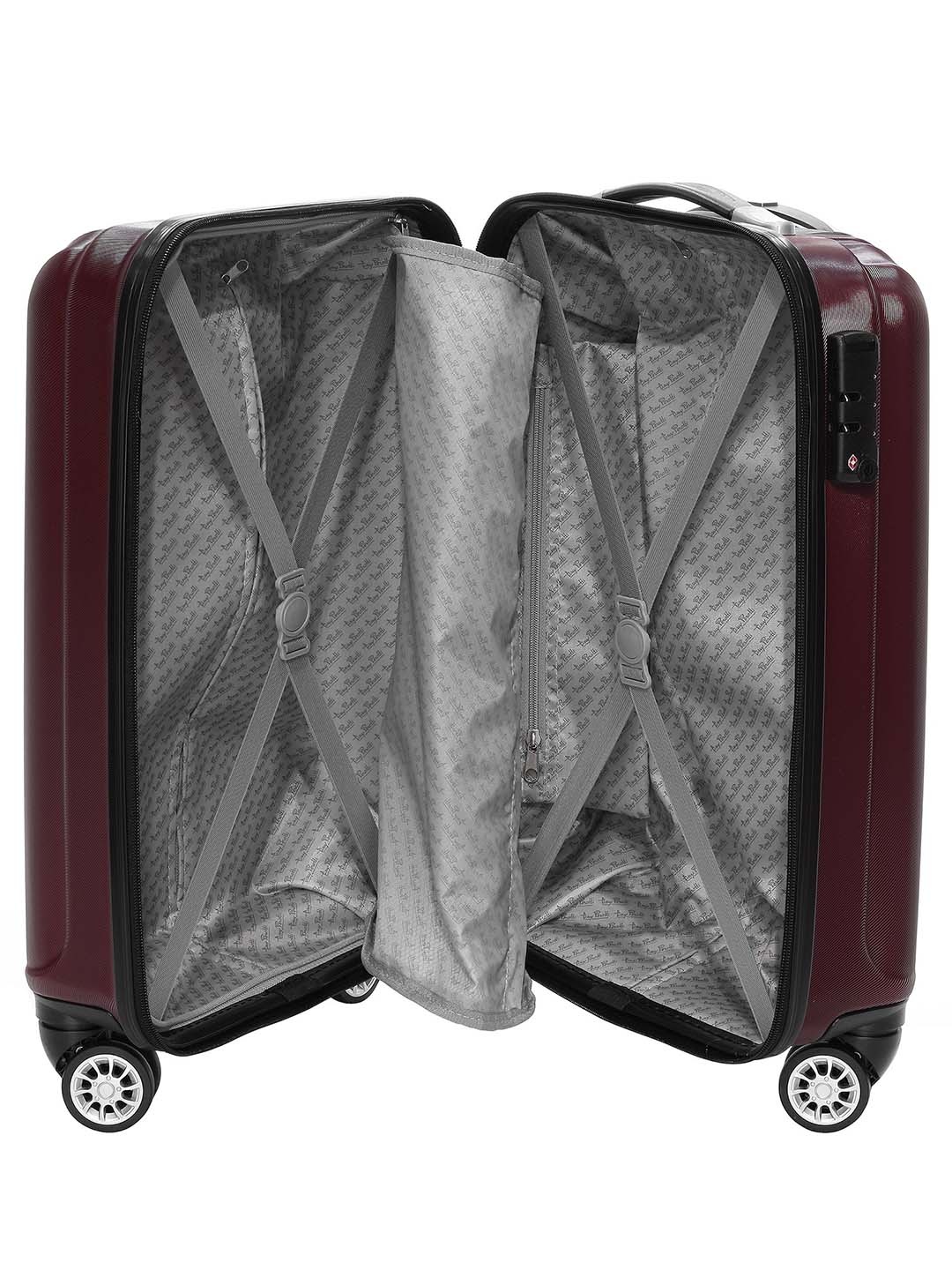 Фото Большой чемодан на колесах из рифленого ABS пластика бордового цвета Чемоданы