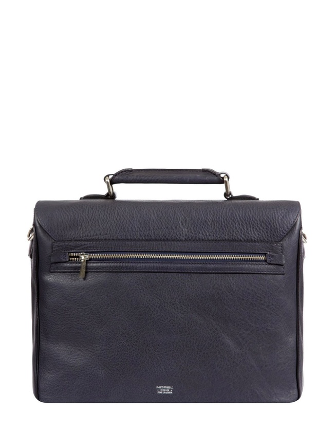 Вместительный мужской портфель из мягкой кожи синего цвета