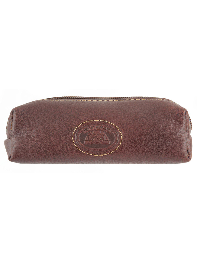 Коричневая кожаная ключница с одним кольцом и карабином