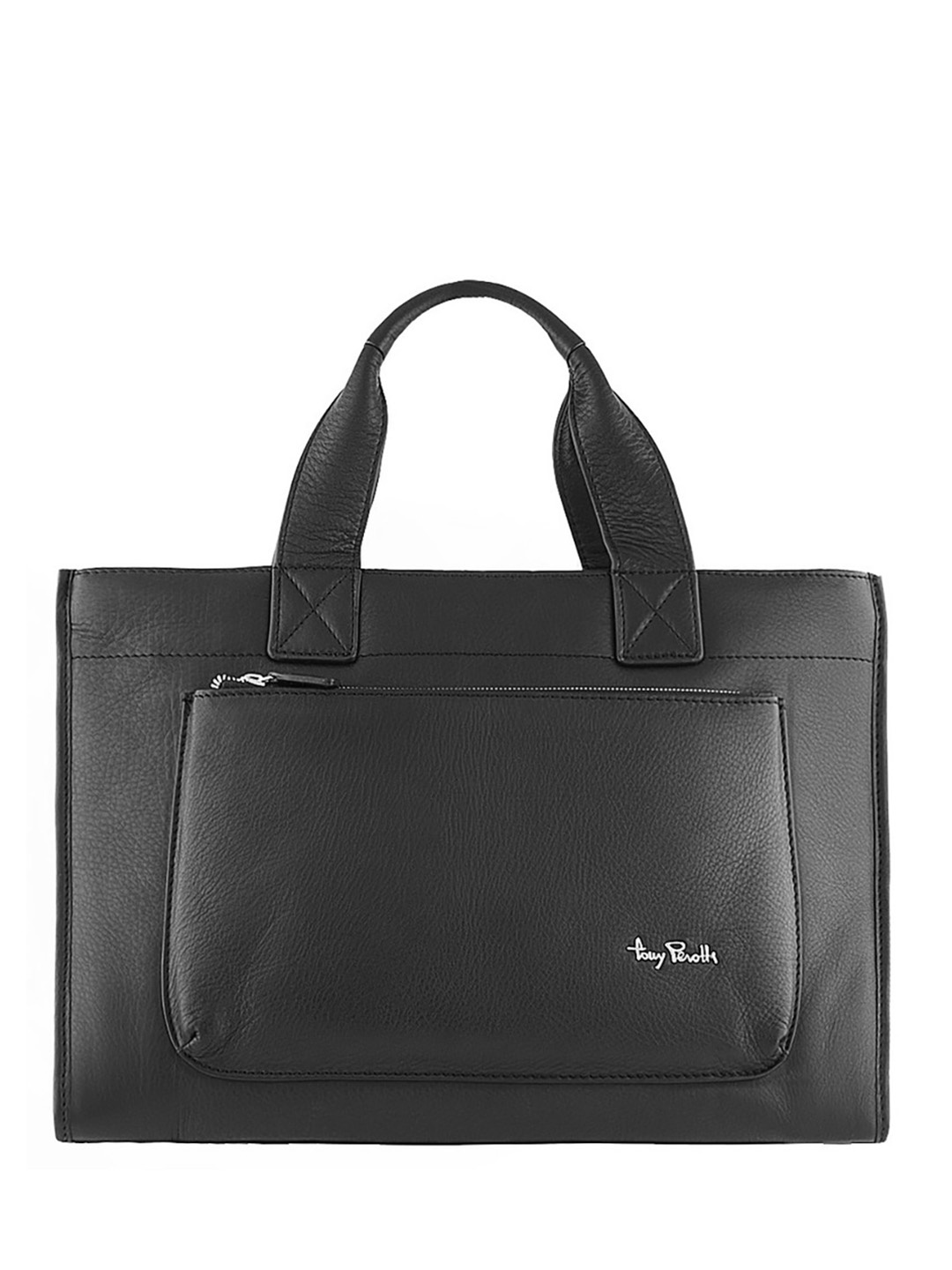 Фото Мужская деловая сумка из натуральной кожи с внешним карманом на молнии Деловые сумки (А4)